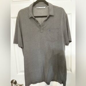 Travis Mathew Men's Grey and White Polo Shirt Medium